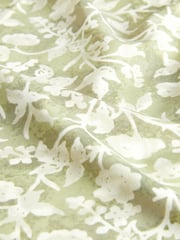 Sage Green Floral Long Sleeve Crew Neck Cuff Blouse - Image 6 of 6