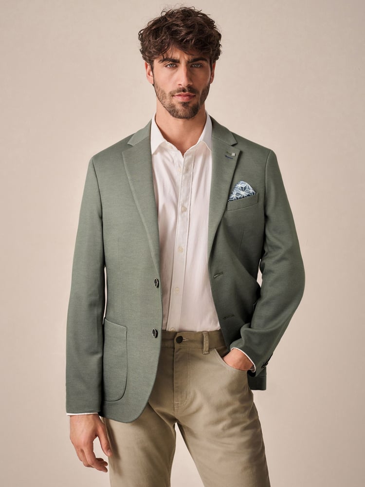 Green Slim Fit Motionflex Stretch Jersey Blazer - Image 1 of 13