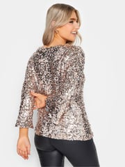 M&Co Gold Sequin Flute Sleeve Top - Image 4 of 5