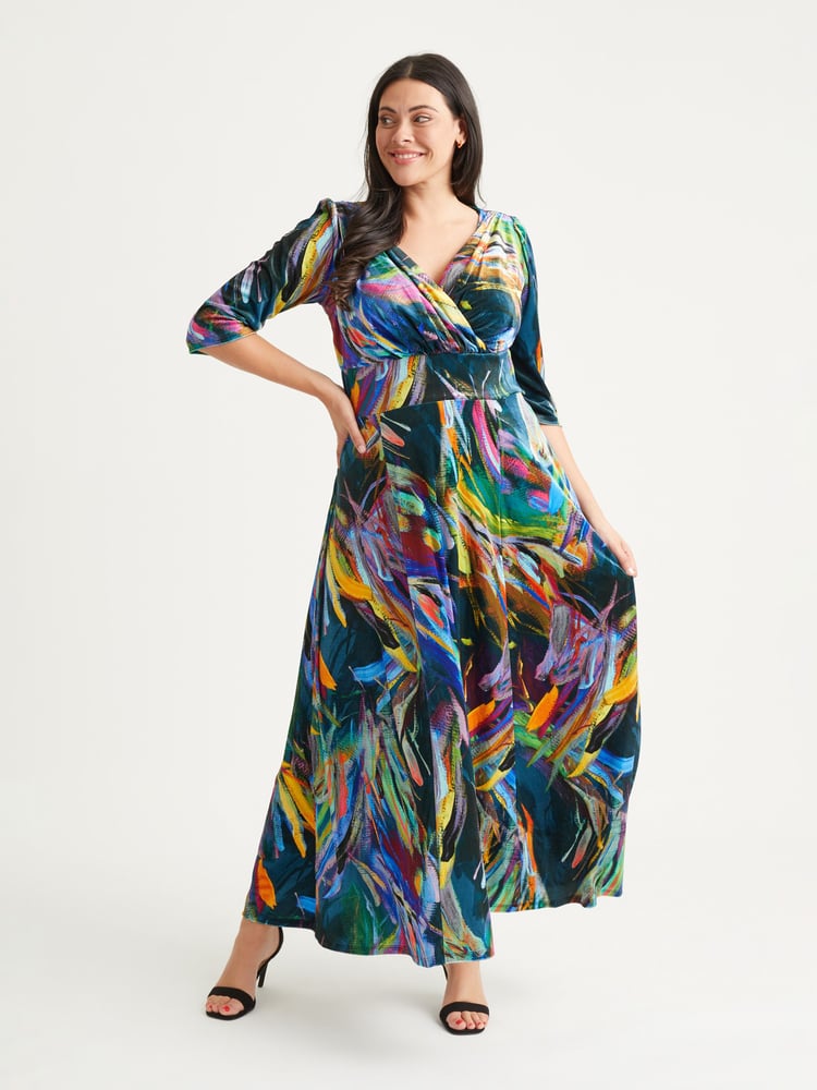Scarlett & Jo Black Multi Print Verity Maxi Gown - Image 1 of 4