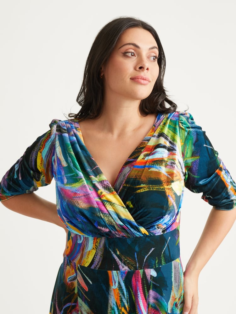 Scarlett & Jo Black Multi Print Verity Maxi Gown - Image 4 of 4