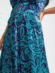 Scarlett & Jo Teal Blue Print Verity Pucci Velvet Maxi Gown - Image 4 of 5