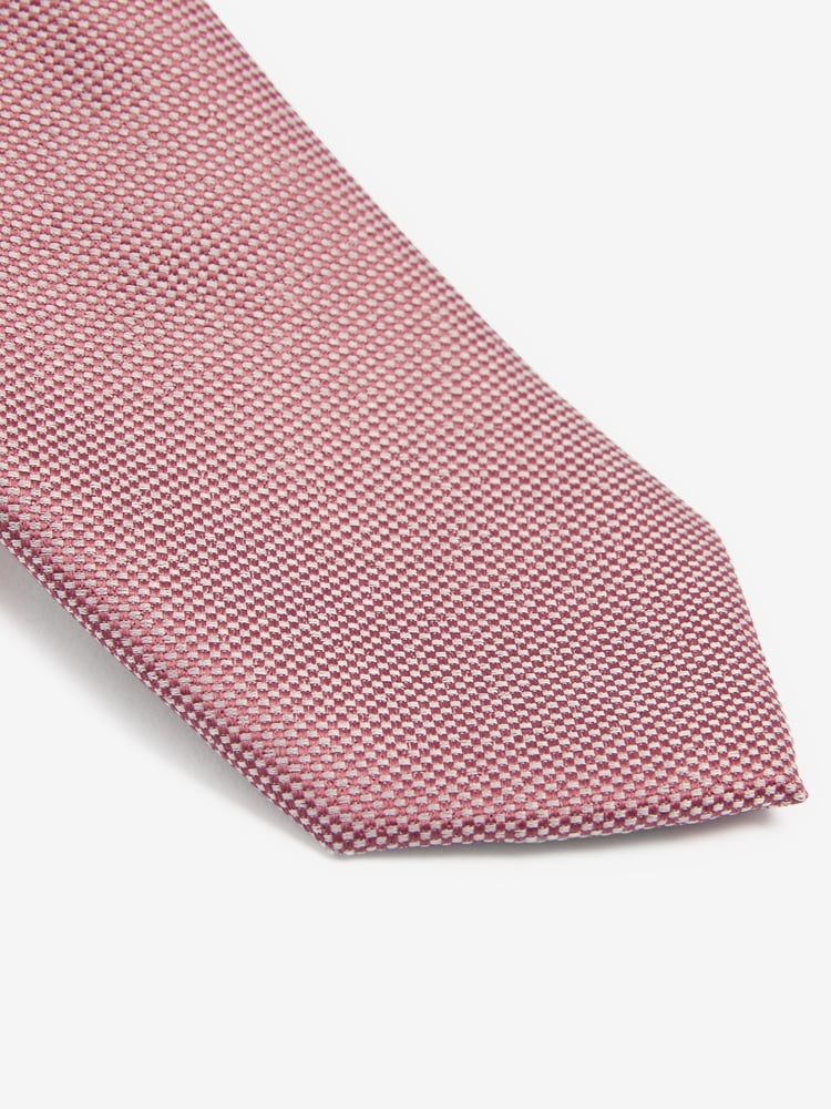 Damson Pink Slim Textured Tie And Clip Set - Image 2 of 3