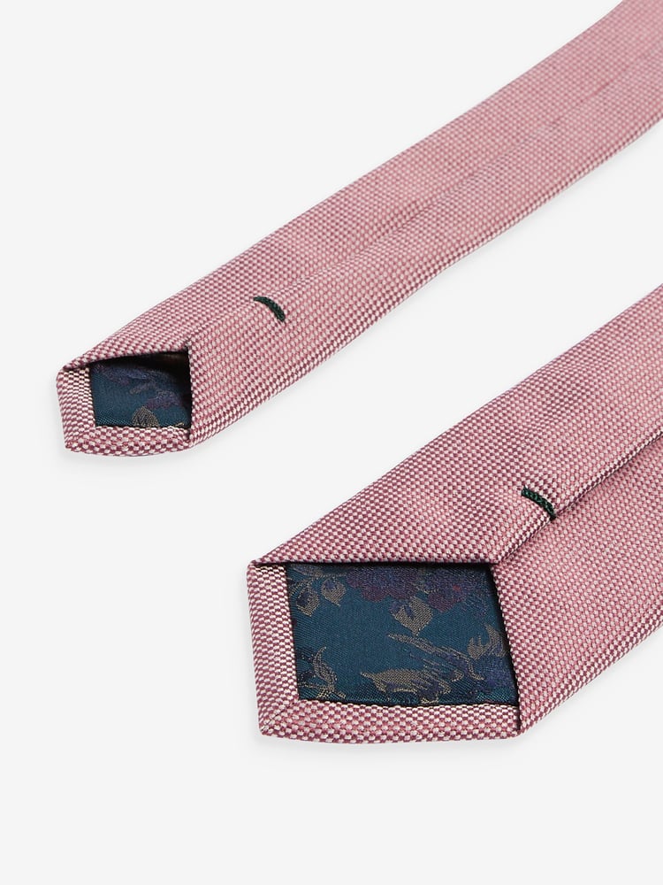 Damson Pink Slim Textured Tie And Clip Set - Image 3 of 3