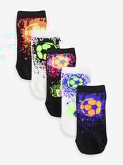 Bright Football Splat Cotton Rich Trainer Socks 5 Pack - Image 1 of 6