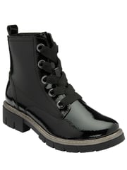 Lotus Black Patent Lace-Up Ankle Boots - Image 1 of 4