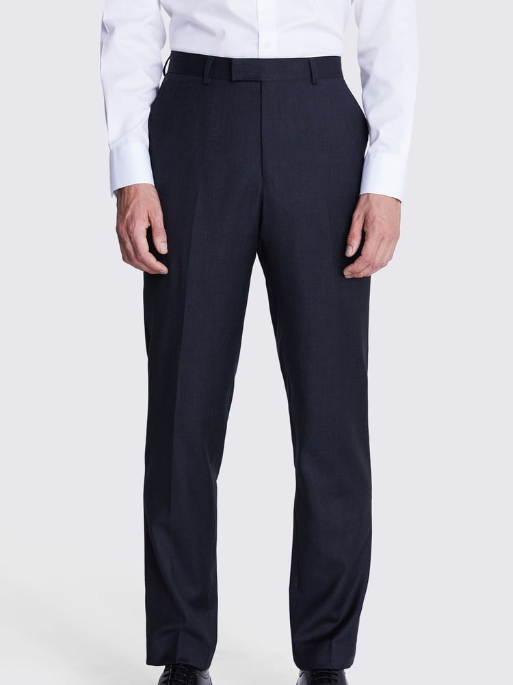 MOSS Blue Regular Fit Twill Trousers - Image 1 of 4