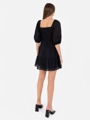 Lovedrobe Black Smocked Bodice Square Neck Puff Sleeve Mini Dress - Image 2 of 5