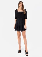 Lovedrobe Black Smocked Bodice Square Neck Puff Sleeve Mini Dress - Image 3 of 5