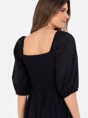 Lovedrobe Black Smocked Bodice Square Neck Puff Sleeve Mini Dress - Image 5 of 5