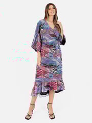 Lovedrobe Wrap Kimono Dress With Ruffled High Low Hem - Image 1 of 5