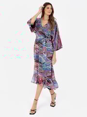 Lovedrobe Wrap Kimono Dress With Ruffled High Low Hem - Image 3 of 5