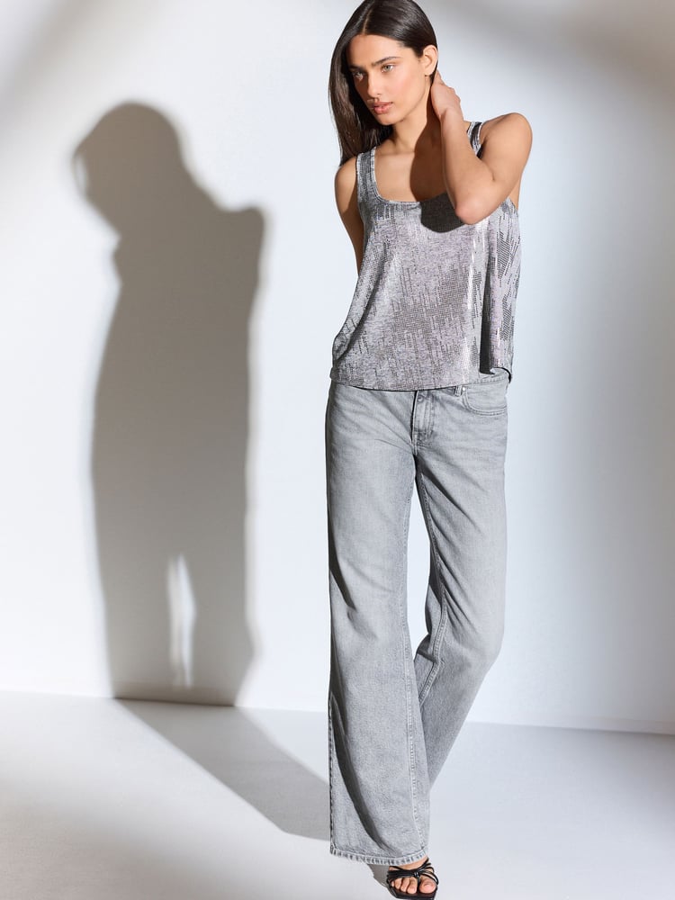 Silver Metalic Scoop Vest - Image 2 of 6