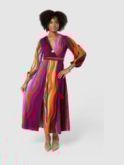 Closet London Multi Multi Print Full Skirt Wrap Midi Dress - Image 1 of 4