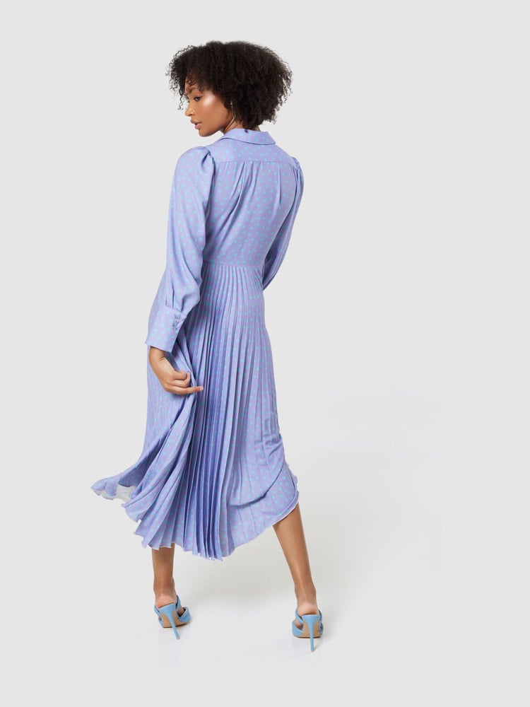 Closet London Blue Pleated Shirt Midi Dress - Image 2 of 4 Closet London Blue Pleated Shirt Midi Dress - Image 2 of 4