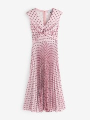 Closet London Pink Soft Twist Detail Pleated A- line Dress - Image 1 of 1