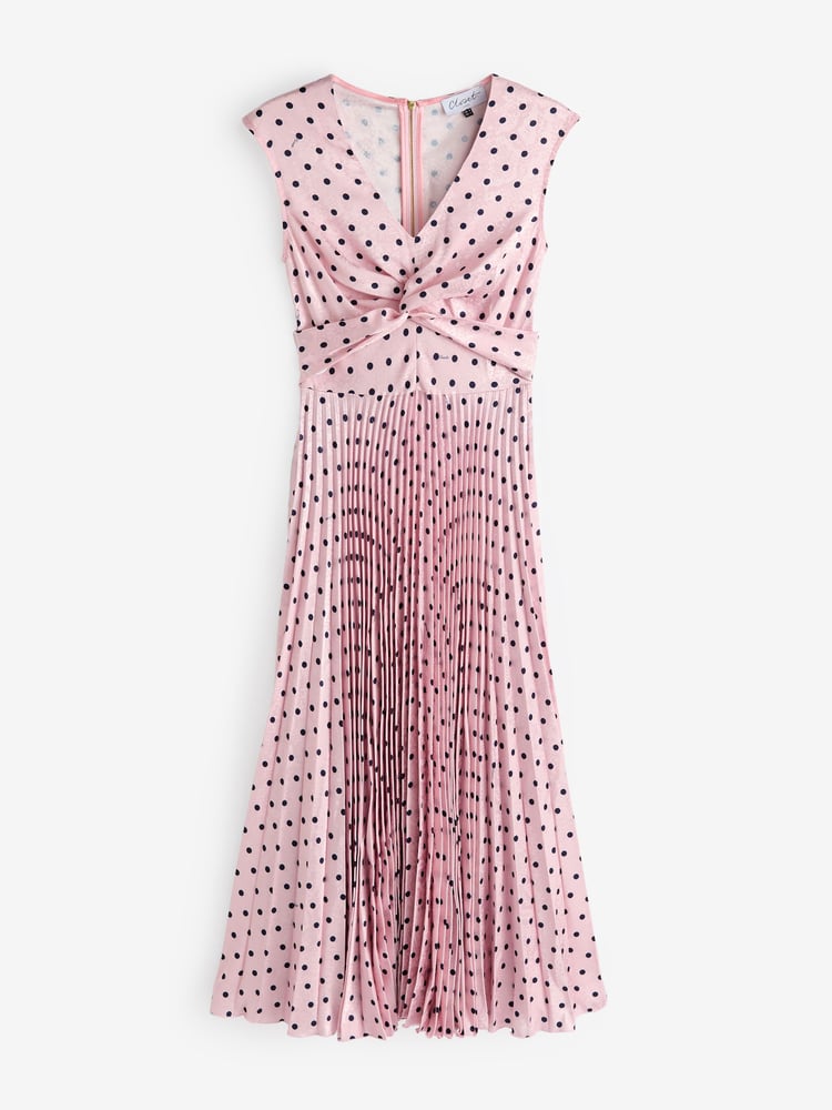 Closet London Pink Soft Twist Detail Pleated A- line Dress - Image 1 of 1