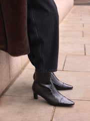 Black Crocodile Effect Forever Comfort® Chisel Toe Ankle Boots - Image 3 of 8