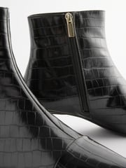 Black Crocodile Effect Forever Comfort® Chisel Toe Ankle Boots - Image 8 of 8