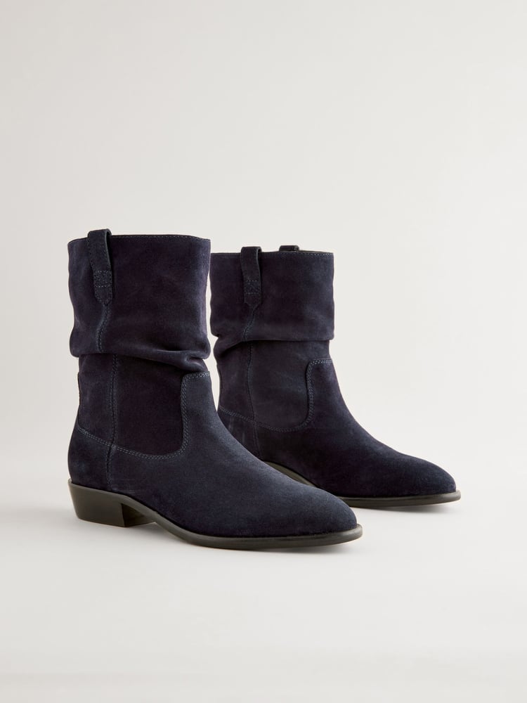 Navy Standard/Wide Fit Forever Comfort® Suede Slouch Ankle Boots - Image 1 of 5