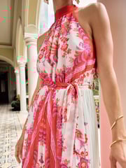 V&A | Love & Roses White Floral Printed Halterneck Maxi dress - Image 2 of 4