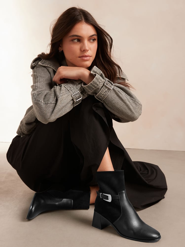 Black Forever Comfort® Buckle Ankle Boots - Image 2 of 8