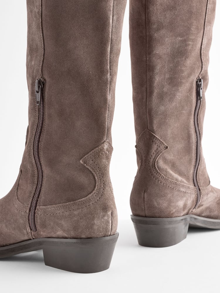 Chocolate Brown Forever Comfort® Leather Western/Cowboy Knee High Boots - Image 10 of 10