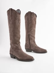 Chocolate Brown Forever Comfort® Leather Western/Cowboy Knee High Boots - Image 7 of 10