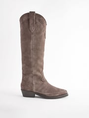 Chocolate Brown Forever Comfort® Leather Western/Cowboy Knee High Boots - Image 8 of 10