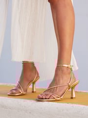 Linzi Gold Vesper Strappy Square Base Heeled Sandals - Image 1 of 5