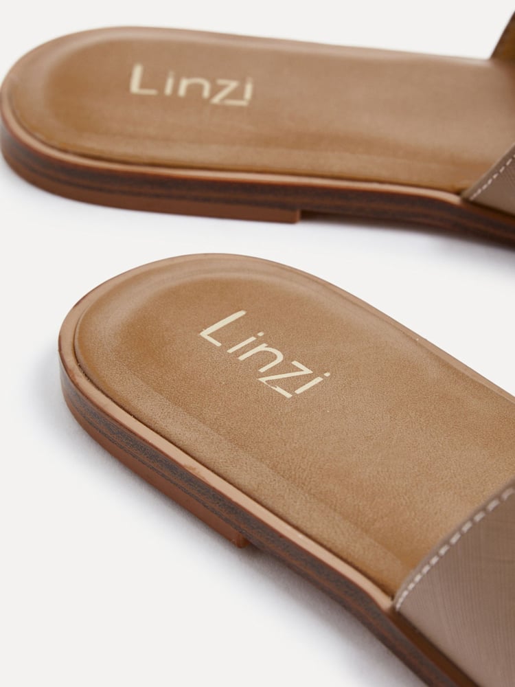 Linzi Natural Nude Petra Flat Sliders With Open Loop Detailing - Image 5 of 5
