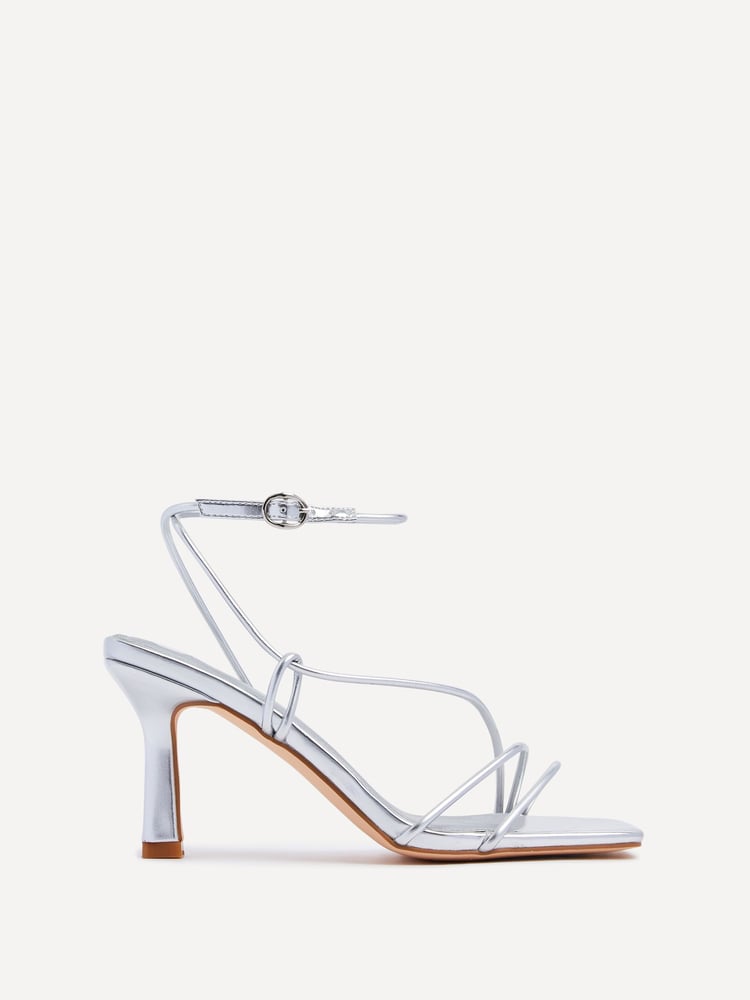 Linzi Silver Vesper Strappy Square Base Heeled Sandals - Image 2 of 5