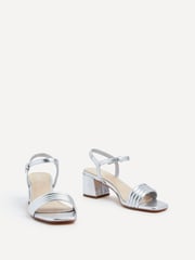 Linzi Silver Toronto Blocked Heel Sandals With Pipped Upper - Image 3 of 5