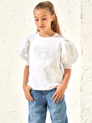 Angel & Rocket Cottton White Agatha Heart Print Rib T-Shirt - Image 2 of 3