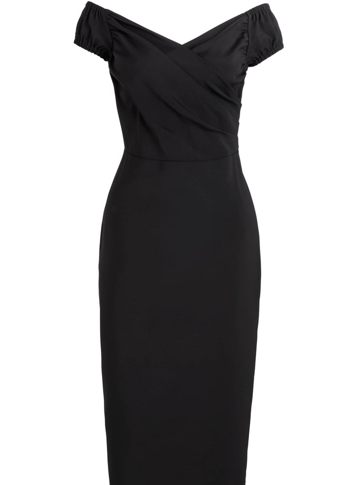 Sosandar Black Cross Over Bardot Dress - Image 5 of 5