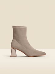 Sosandar Brown Angled Heel Knitted Sock Boots - Image 2 of 5