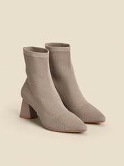 Sosandar Brown Angled Heel Knitted Sock Boots - Image 3 of 5