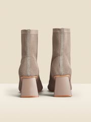 Sosandar Brown Angled Heel Knitted Sock Boots - Image 4 of 5