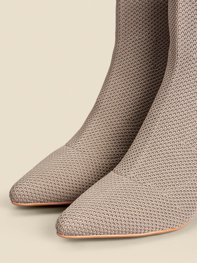 Sosandar Brown Angled Heel Knitted Sock Boots - Image 5 of 5