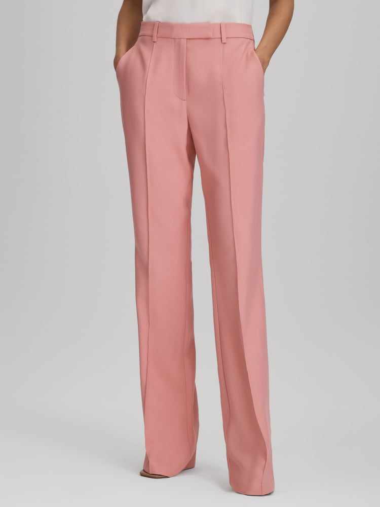 Reiss Pink Millie Flared Suit Trousers - Image 1 of 6