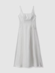Reiss Ivory Etta Linen Corset Midi Dress - Image 2 of 5