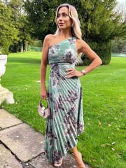 AX Paris One Shoulder Cut Out Pleated Midi Dress - Image 3 of 4