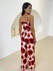 AX Paris Metallic Rust Printed Strappy Tie Waist Jumpsuit - Image 2 of 4