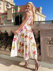 AX Paris Printed Frill Strap Midi Dress - Image 2 of 4
