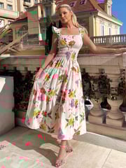 AX Paris Printed Frill Strap Midi Dress - Image 4 of 4