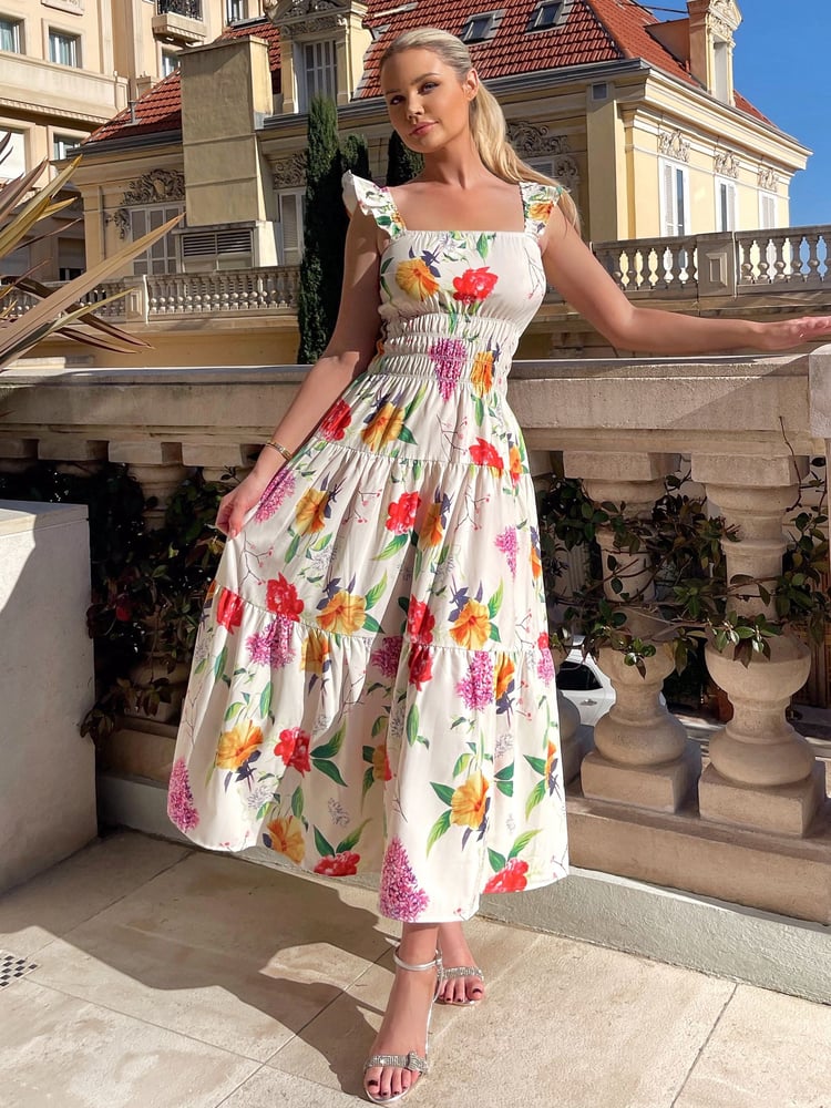 AX Paris Printed Frill Strap Midi Dress - Image 4 of 4