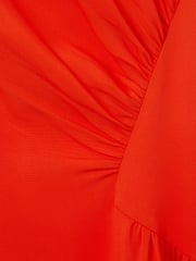 Reiss Orange Stacey Ruched Midi Dress - Image 6 of 6