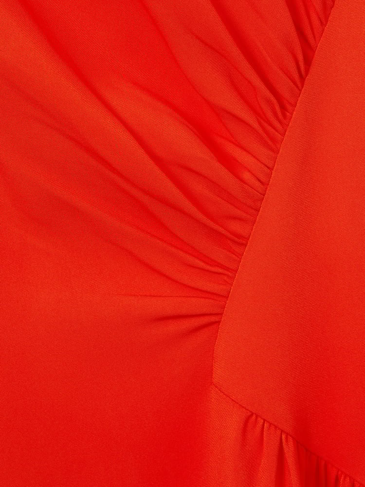 Reiss Orange Stacey Ruched Midi Dress - Image 6 of 6