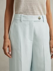 Reiss Blue Lori Petite Viscose-Linen Wide Leg Suit Trousers - Image 3 of 7