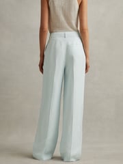 Reiss Blue Lori Petite Viscose-Linen Wide Leg Suit Trousers - Image 5 of 7